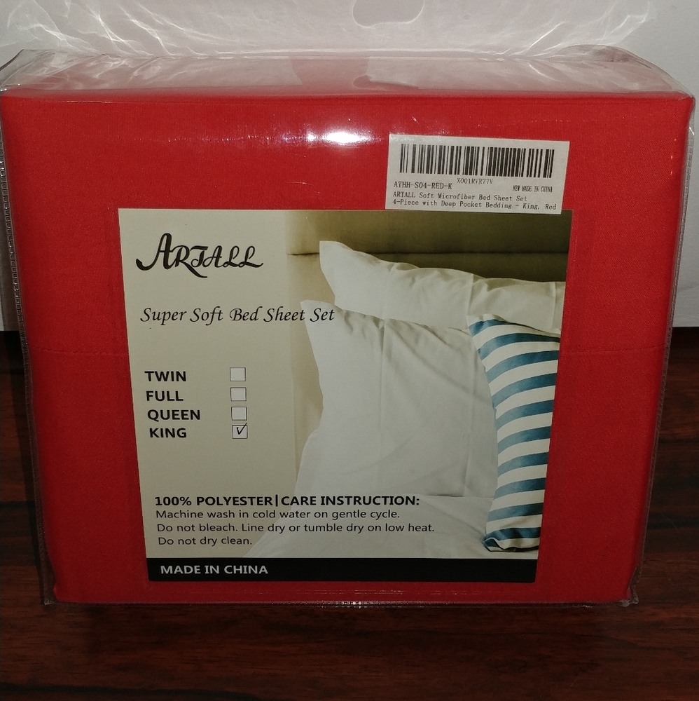 King sheet set, red